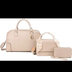 3 Piece Cream Satchel Set